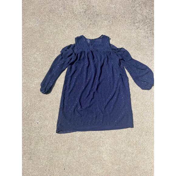 Old Navy Dress Women Size Medium Navy Detail Long Sleeve Cold Shoulder Mini - Picture 7 of 7